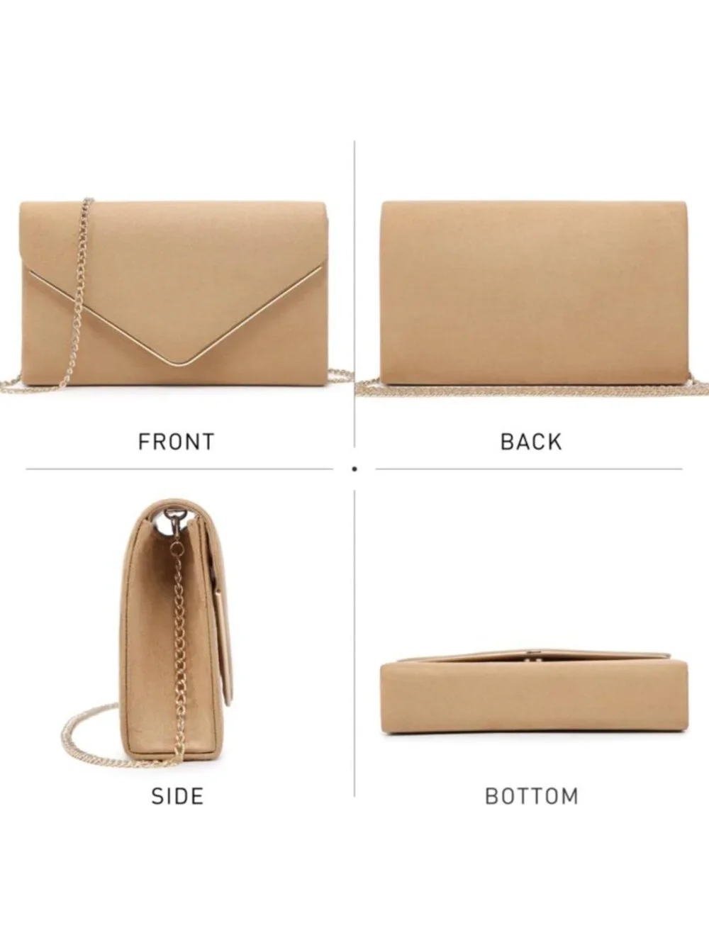 Chic Faux Suede Clutch Purse - Elegant Evening Bag for Bridal & Formal Events